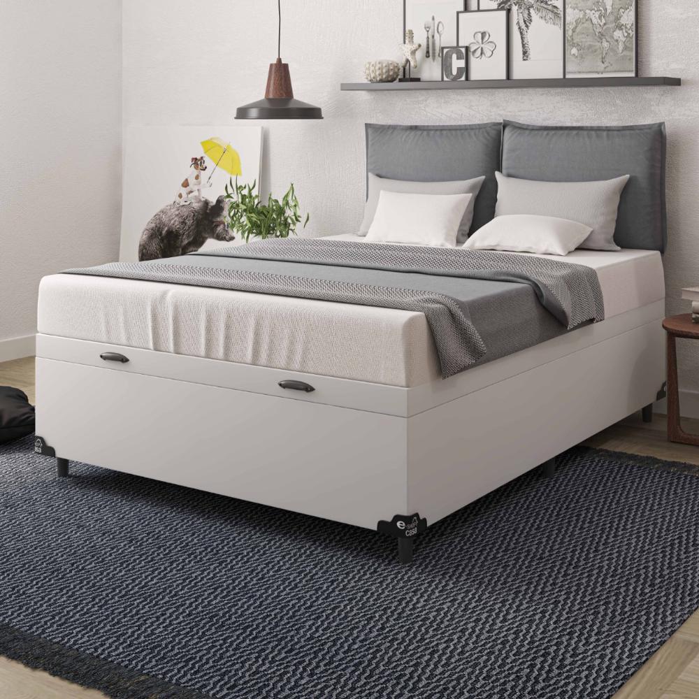 Baú Box Casal - 44x138x188cm - Couro Branco