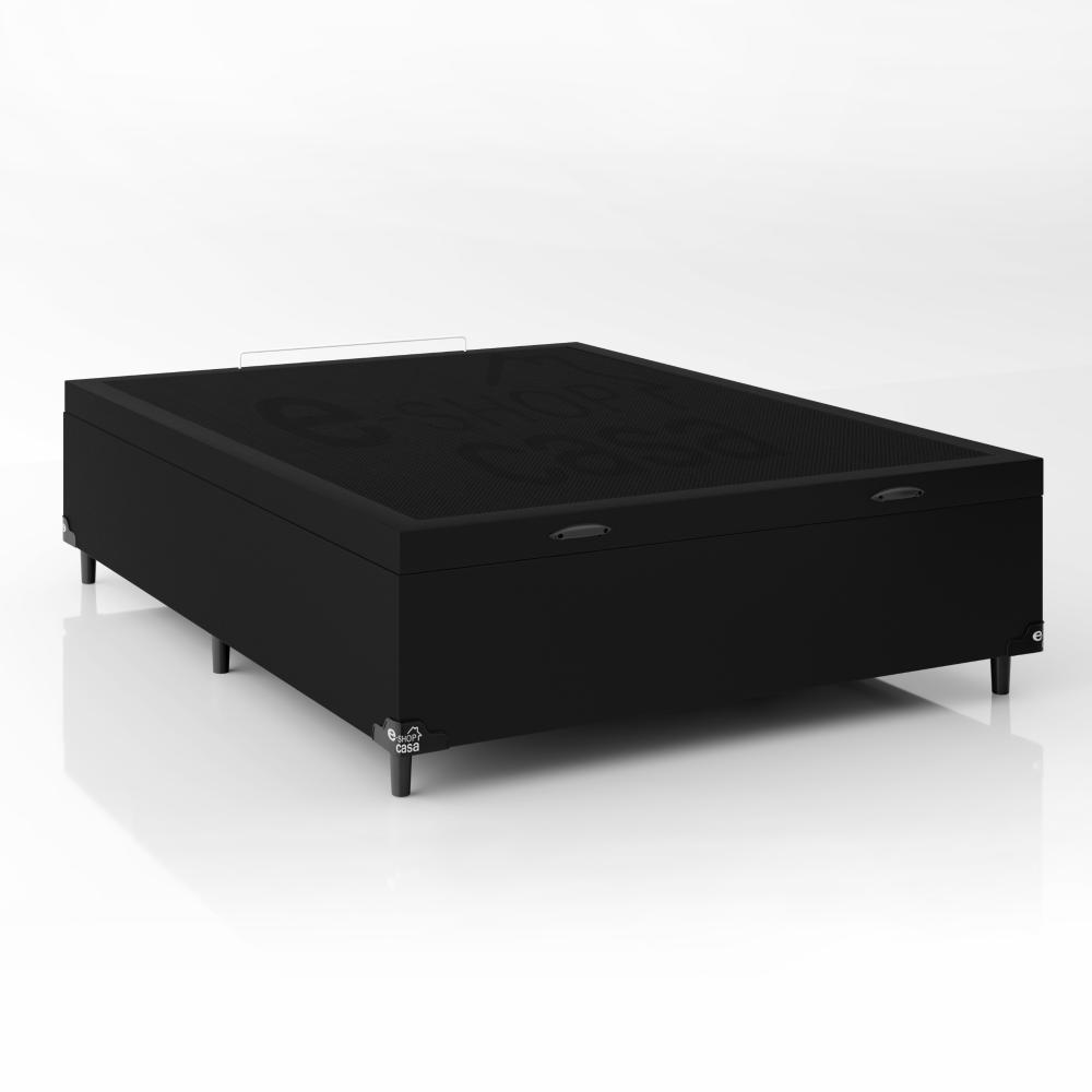 Baú Box Casal - 44x138x188cm - Couro Preto