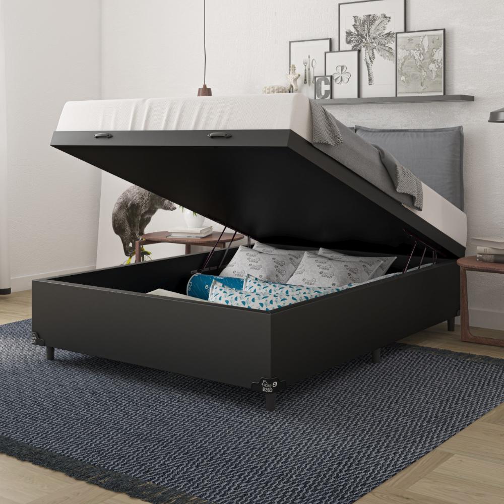 Baú Box Casal - 44x138x188cm - Couro Preto
