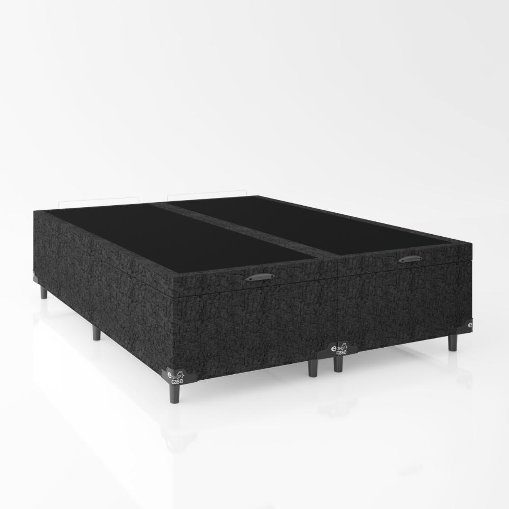 Baú Box Casal Bipartido - 44x138x188cm - Suede Preto