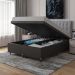 Baú Box Queen Bipartido - 44x158x198cm - Couro Preto