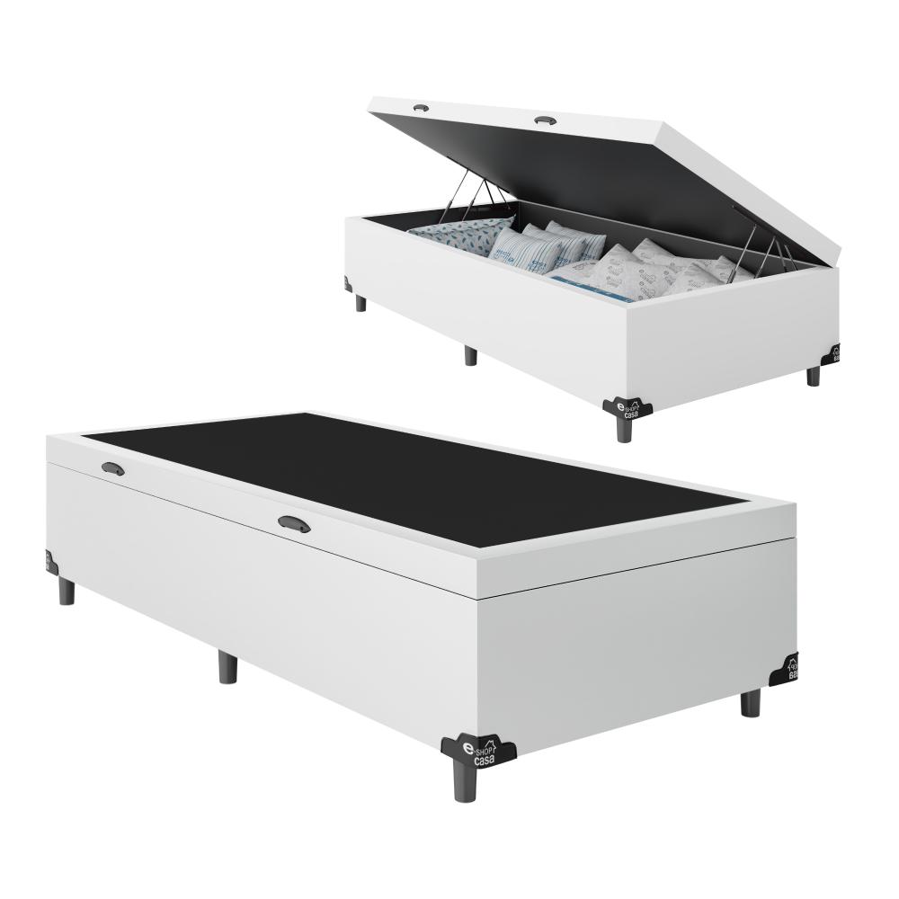 Baú Box Solteiro - 44x88x188cm - Couro Branco