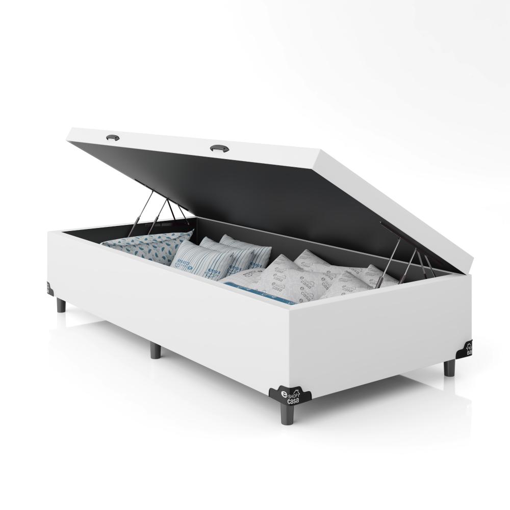 Baú Box Solteiro - 44x88x188cm - Couro Branco