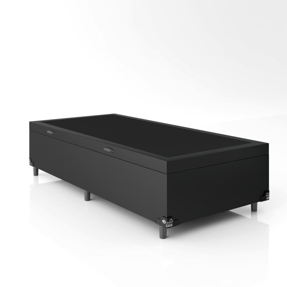 Baú Box Solteiro - 44x88x188cm - Couro Preto