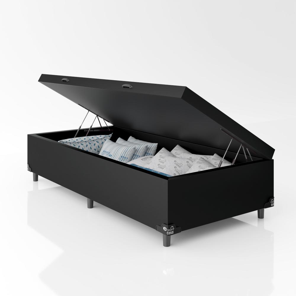 Baú Box Solteiro - 44x88x188cm - Couro Preto