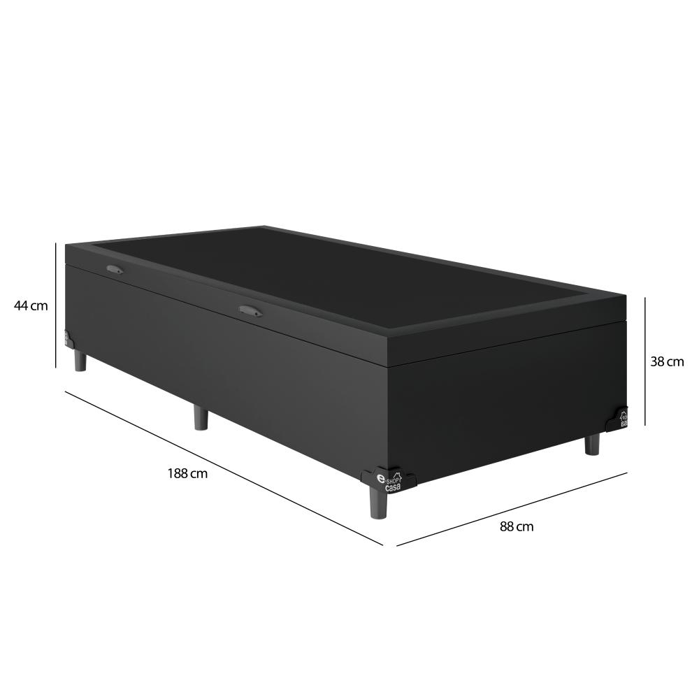Baú Box Solteiro - 44x88x188cm - Couro Preto