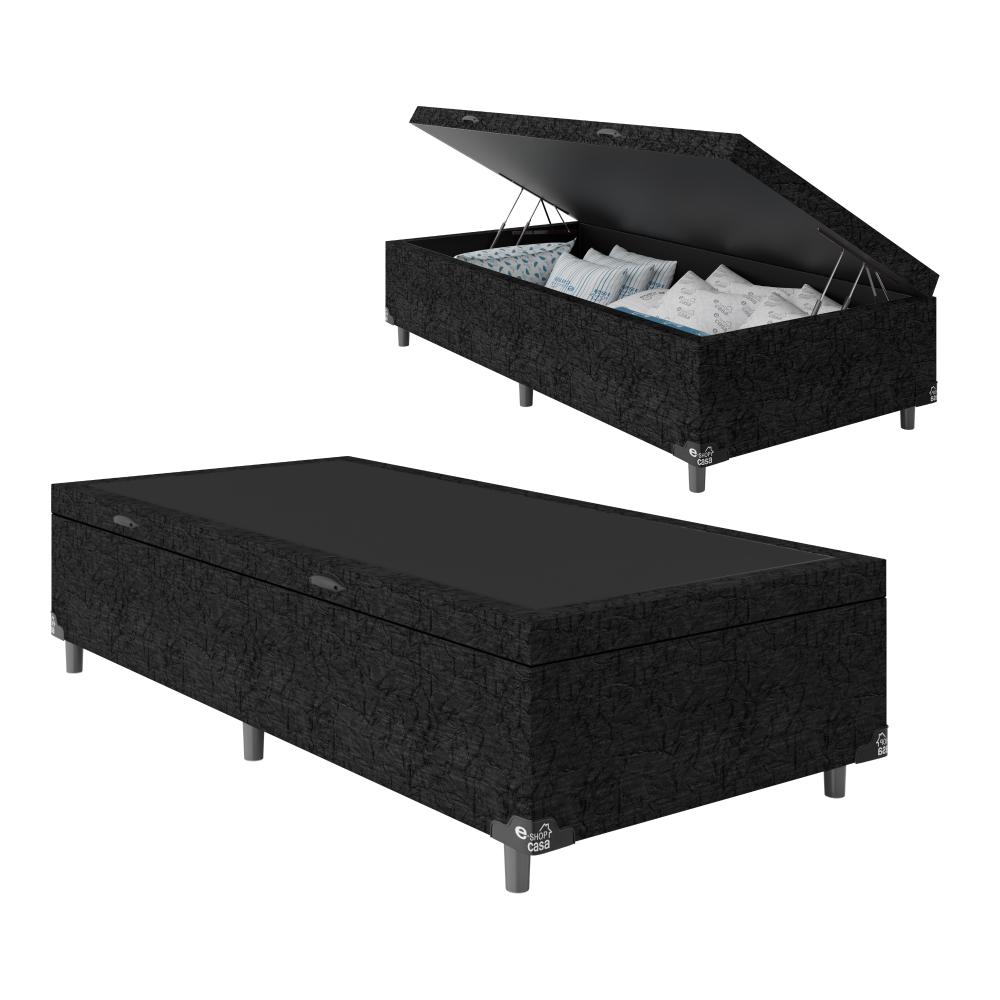 Baú Box Solteiro - 44x88x188cm - Suede Preto