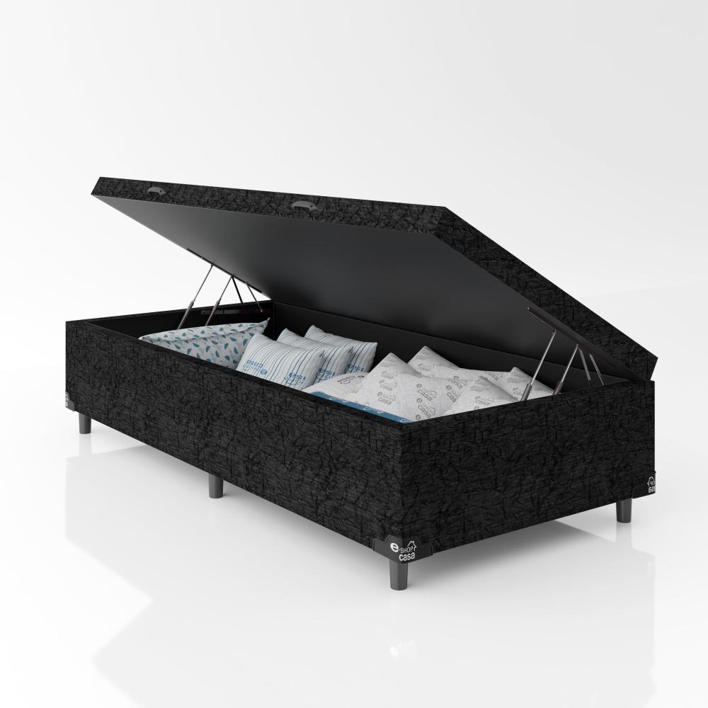 Baú Box Solteiro - 44x88x188cm - Suede Preto