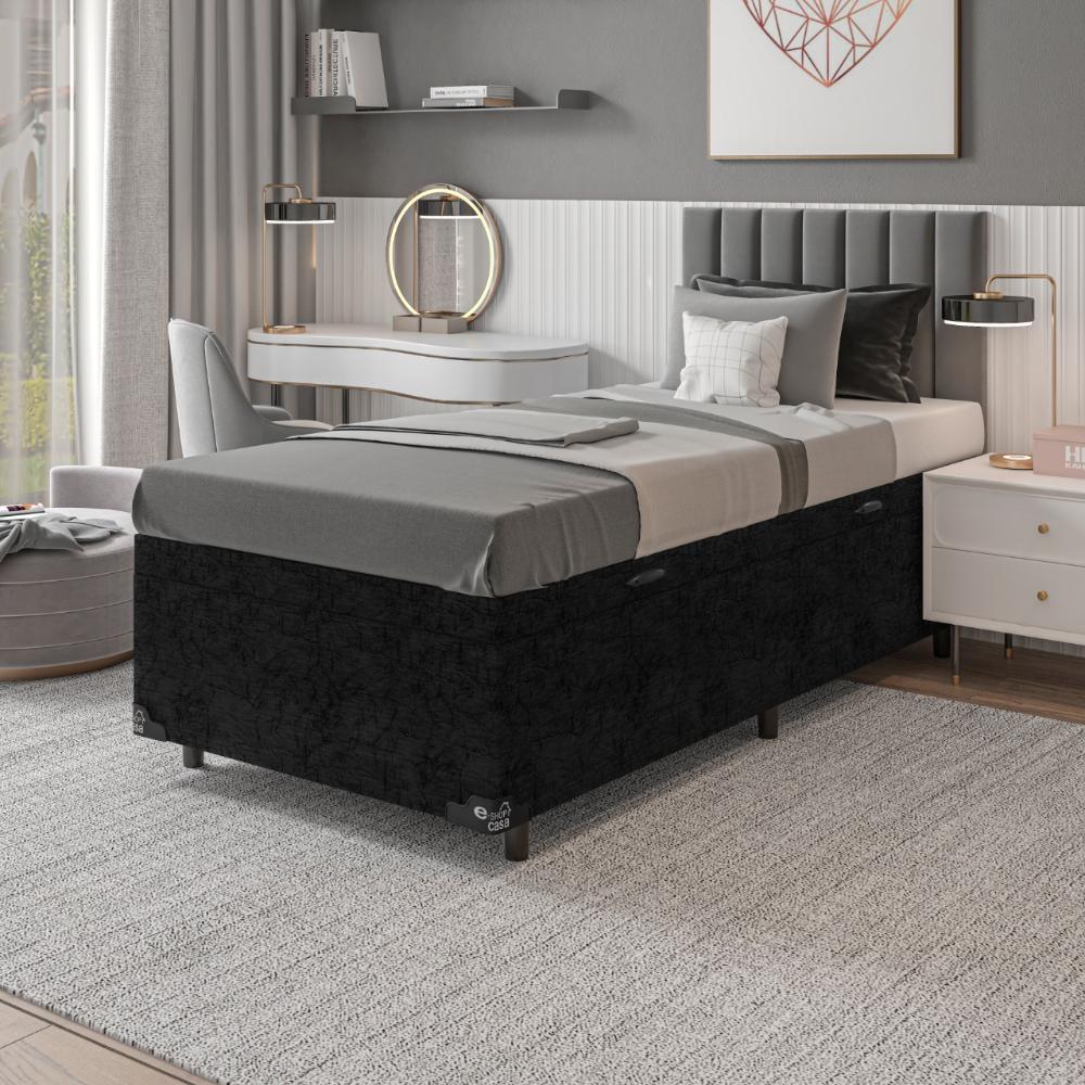 Baú Box Solteiro - 44x88x188cm - Suede Preto