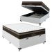 Cama Box Baú Casal + Colchão Paris Molas Ensacadas Pocket - 66x138x188cm - Couro Branco