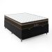 Cama Box Baú Casal + Colchão Paris Molas Ensacadas Pocket - 66x138x188cm - Couro Preto