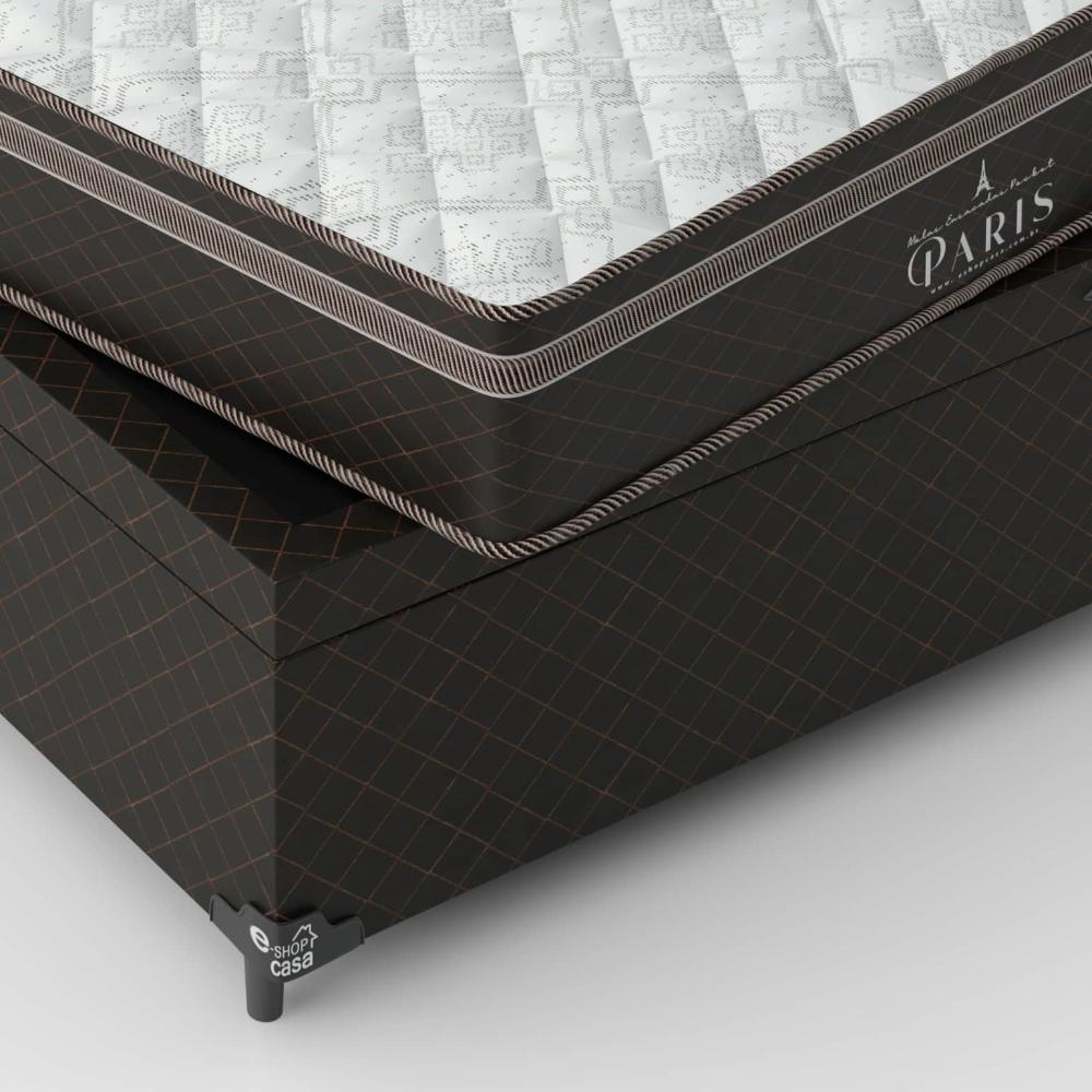 Cama Box Baú Casal + Colchão Paris Molas Ensacadas Pocket - 66x138x188cm - Jacquard Marrom