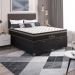 Cama Box Baú Casal Bipartido + Colchão Paris Molas Ensacadas Pocket - 66x138x188cm - Couro Preto