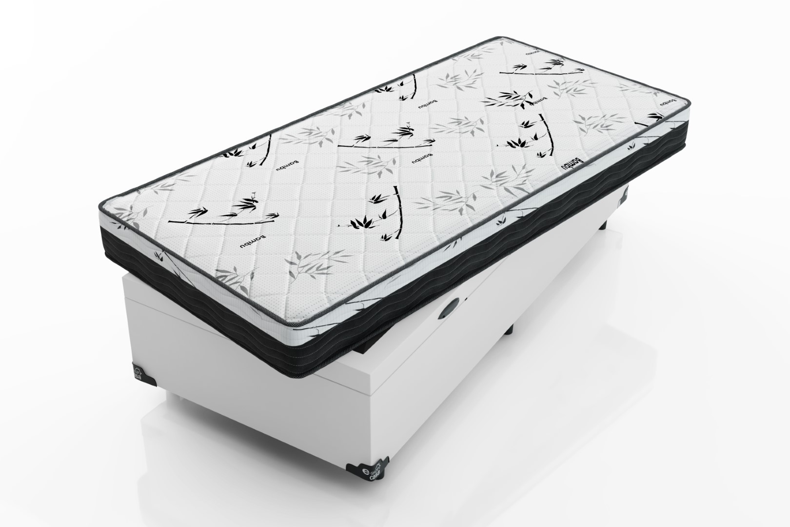 Cama Box Baú Solteiro + Colchão D33 One Face - 61x88x188cm - Couro Branco