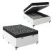 Cama Box Baú Viúva + Colchão D20 - 56x128x188cm - Couro Branco