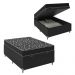Cama Box Baú Viúva + Colchão D20 - 56x128x188cm - Couro Preto