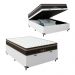 Cama Box Baú Viúva + Colchão Paris Molas Ensacadas Pocket - 66x128x188cm - Couro Branco