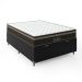 Cama Box Baú Viúva + Colchão Paris Molas Ensacadas Pocket - 66x128x188cm - Couro Preto