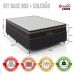 Cama Box Casal + Colchão Paris Molas Ensacadas Pocket - 61x138x188cm - Couro Preto