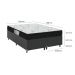 Cama Box Casal Bipartido + Colchão D33 One Face - 56x138x188cm - Couro Preto
