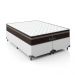 Cama Box Casal Bipartido + Colchão Paris Molas Ensacadas Pocket - 61x138x188cm - Couro Branco