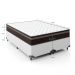 Cama Box Casal Bipartido + Colchão Paris Molas Ensacadas Pocket - 61x138x188cm - Couro Branco