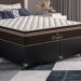 Cama Box Casal Bipartido + Colchão Paris Molas Ensacadas Pocket - 61x138x188cm - Couro Preto
