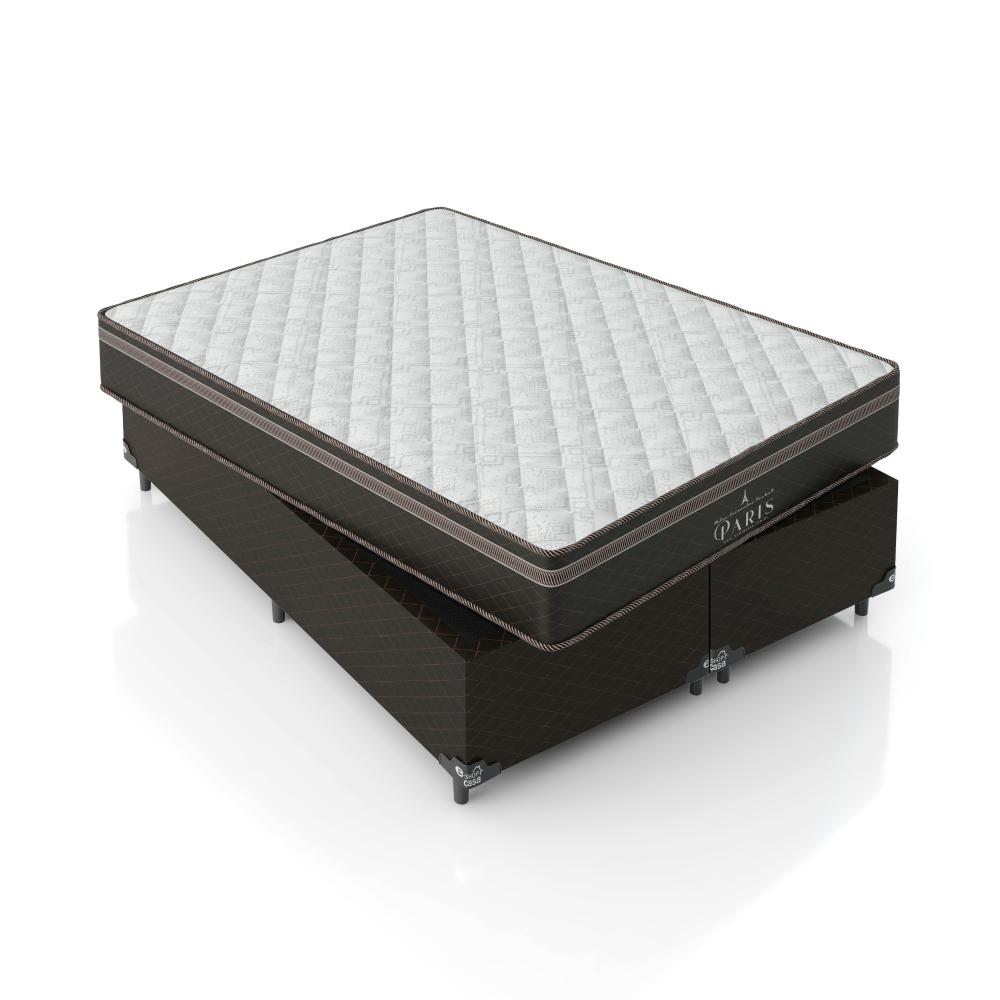 Cama Box Casal Bipartido + Colchão Paris Molas Ensacadas Pocket - 61x138x188cm - Jacquard Marrom