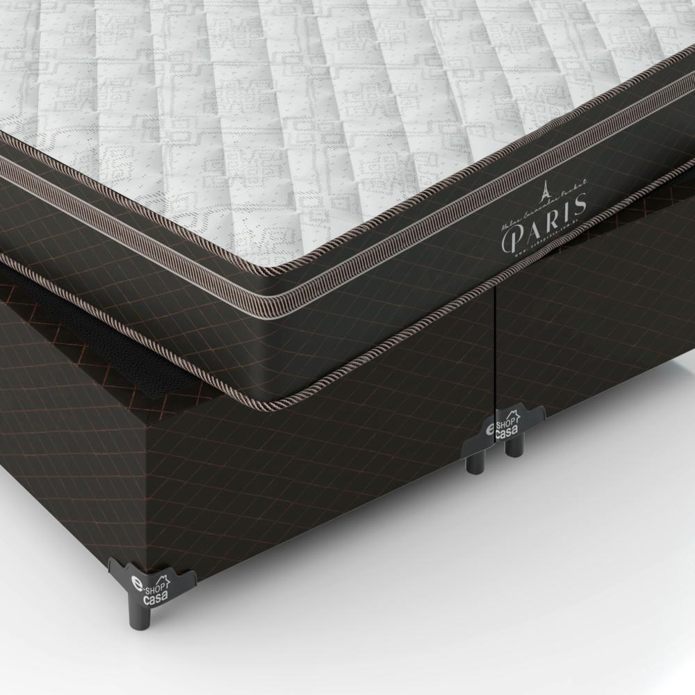 Cama Box Casal Bipartido + Colchão Paris Molas Ensacadas Pocket - 61x138x188cm - Jacquard Marrom