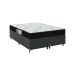 Cama Box Queen Bipartido + Colchão D33 One Face - 56x158x198cm  - Couro Preto