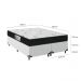 Cama Box Queen Bipartido + Colchão D33 One Face - 56x158x198cm - Couro Branco