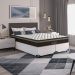 Cama Box Queen Bipartido + Colchão Paris Molas Ensacadas Pocket - 61x158x198cm - Couro Branco