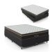 Cama Box Queen Bipartido + Colchão Paris Molas Ensacadas Pocket - 61x158x198cm - Couro Preto