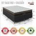 Cama Box Queen Bipartido + Colchão Paris Molas Ensacadas Pocket - 61x158x198cm - Couro Preto