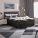 Cama Box Queen Bipartido + Colchão Paris Molas Ensacadas Pocket - 61x158x198cm - Couro Preto