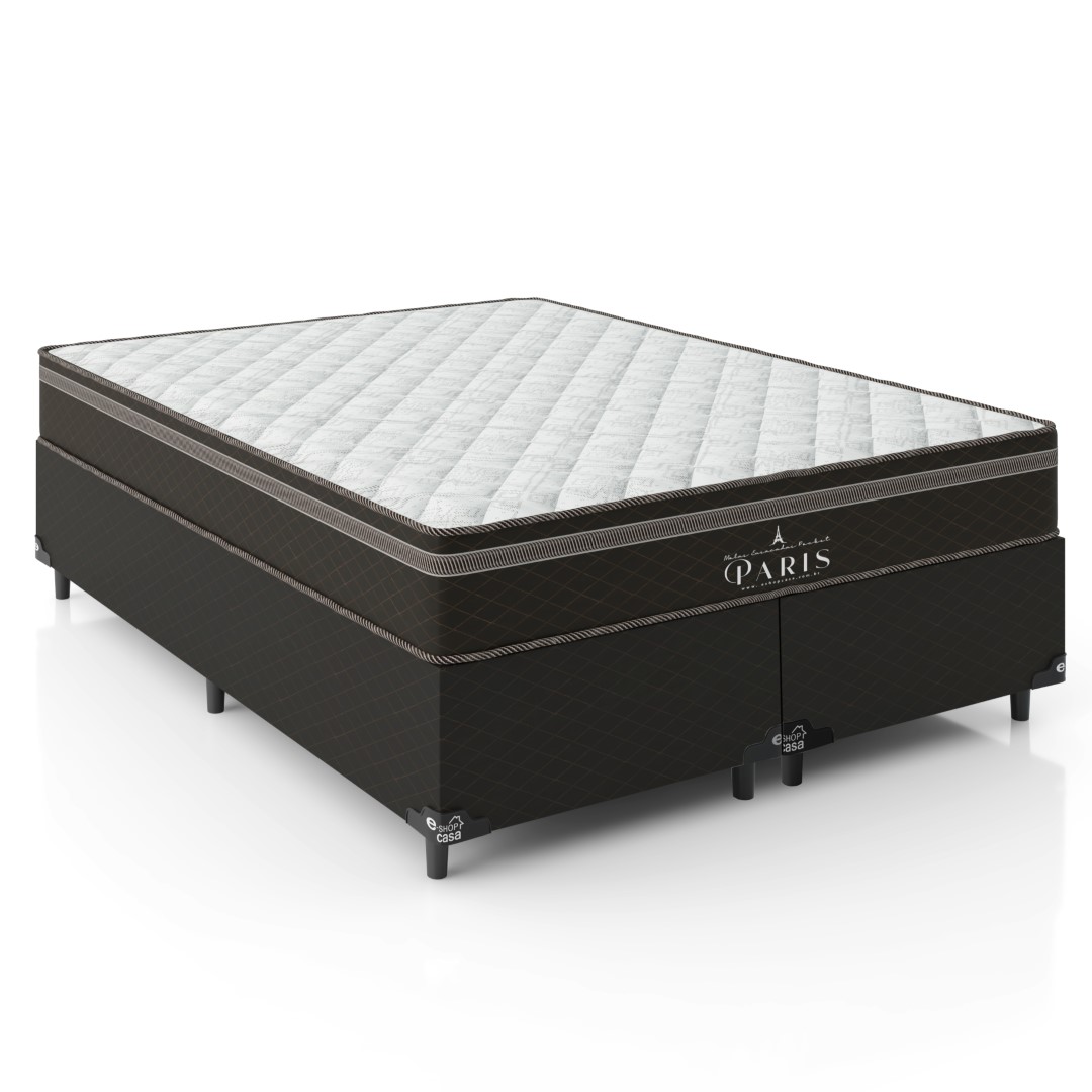 Cama Box Queen Bipartido + Colchão Paris Molas Ensacadas Pocket - 61x158x198cm - Jacquard Marrom