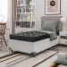 Cama Box Solteiro + Colchão Espuma D20 - 51x88x188cm - Couro Branco