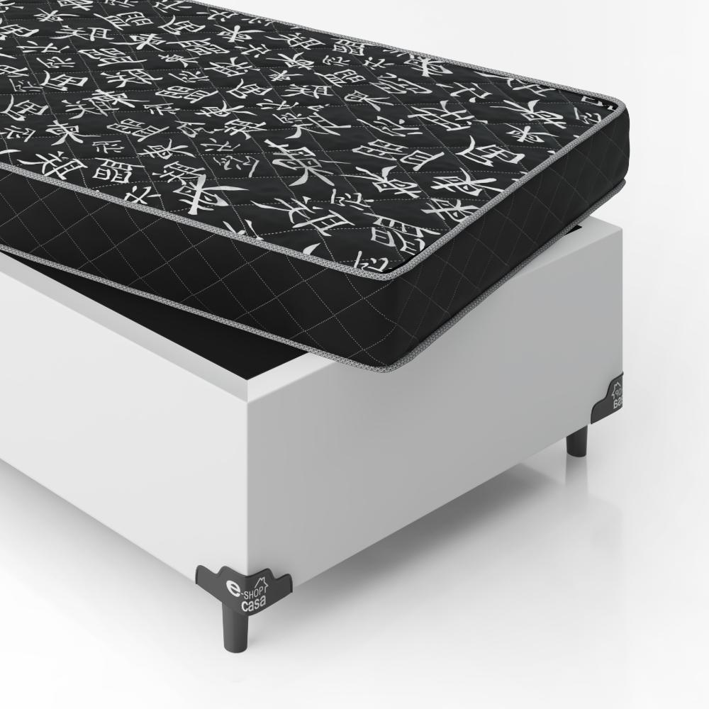 Cama Box Solteiro + Colchão Espuma D20 - 51x88x188cm - Couro Branco