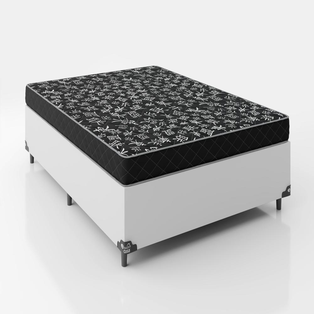 Cama Box Viúva + Colchão D20 - 51x128x188cm - Couro Branco