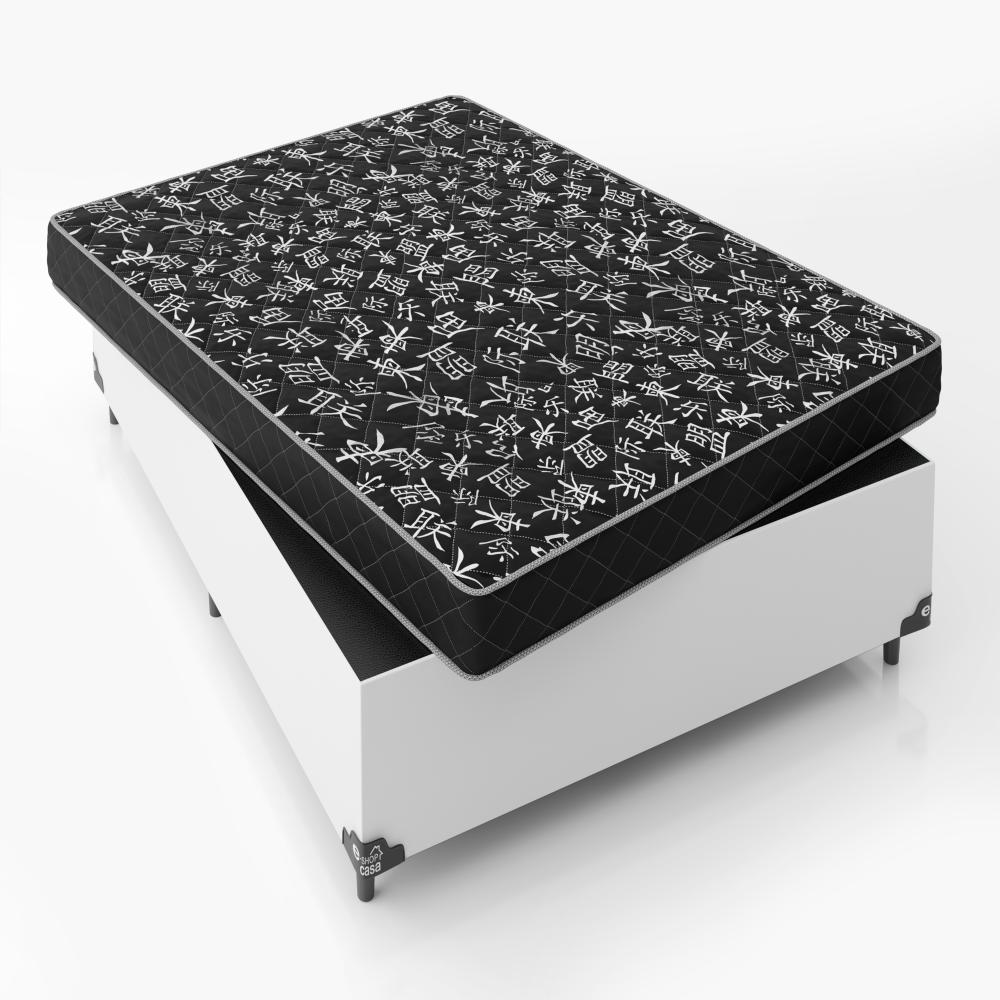 Cama Box Viúva + Colchão D20 - 51x128x188cm - Couro Branco
