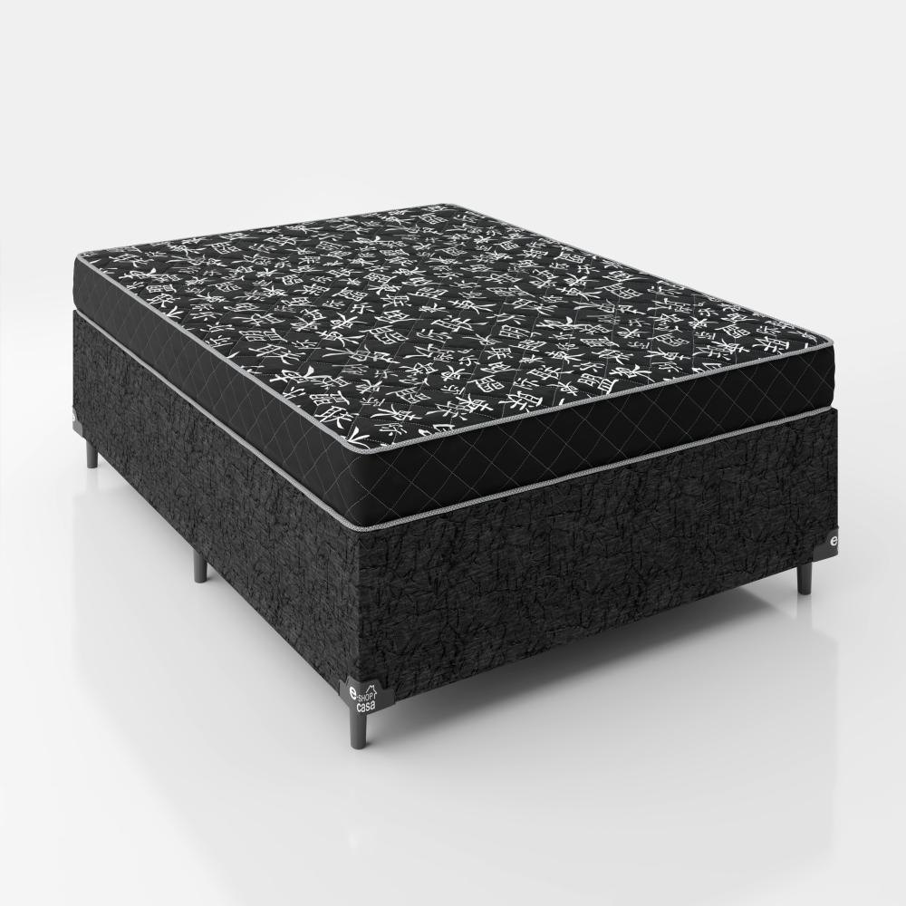 Cama Box Viúva + Colchão D20 - 51x128x188cm - Suede Preto