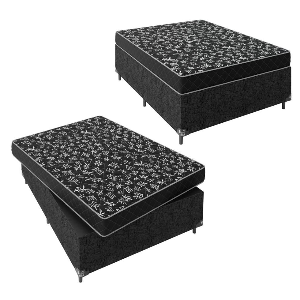 Cama Box Viúva + Colchão D20 - 51x128x188cm - Suede Preto