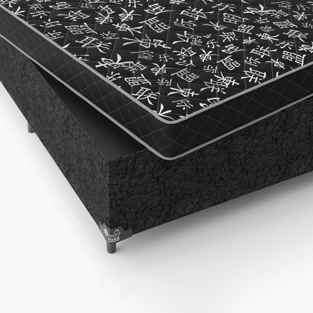 Cama Box Viúva + Colchão D20 - 51x128x188cm - Suede Preto