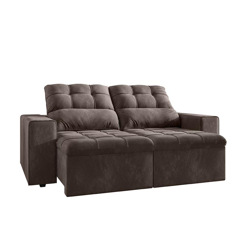 Sofá Reclinável Retrátil 1,80m Paraty - Suede Marrom
