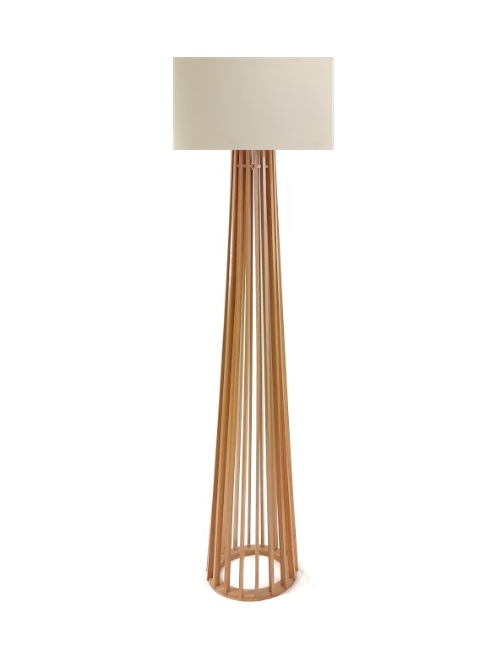 Luminária de Chão, Piso, Ripada Premium Cúpula Tecido Cru