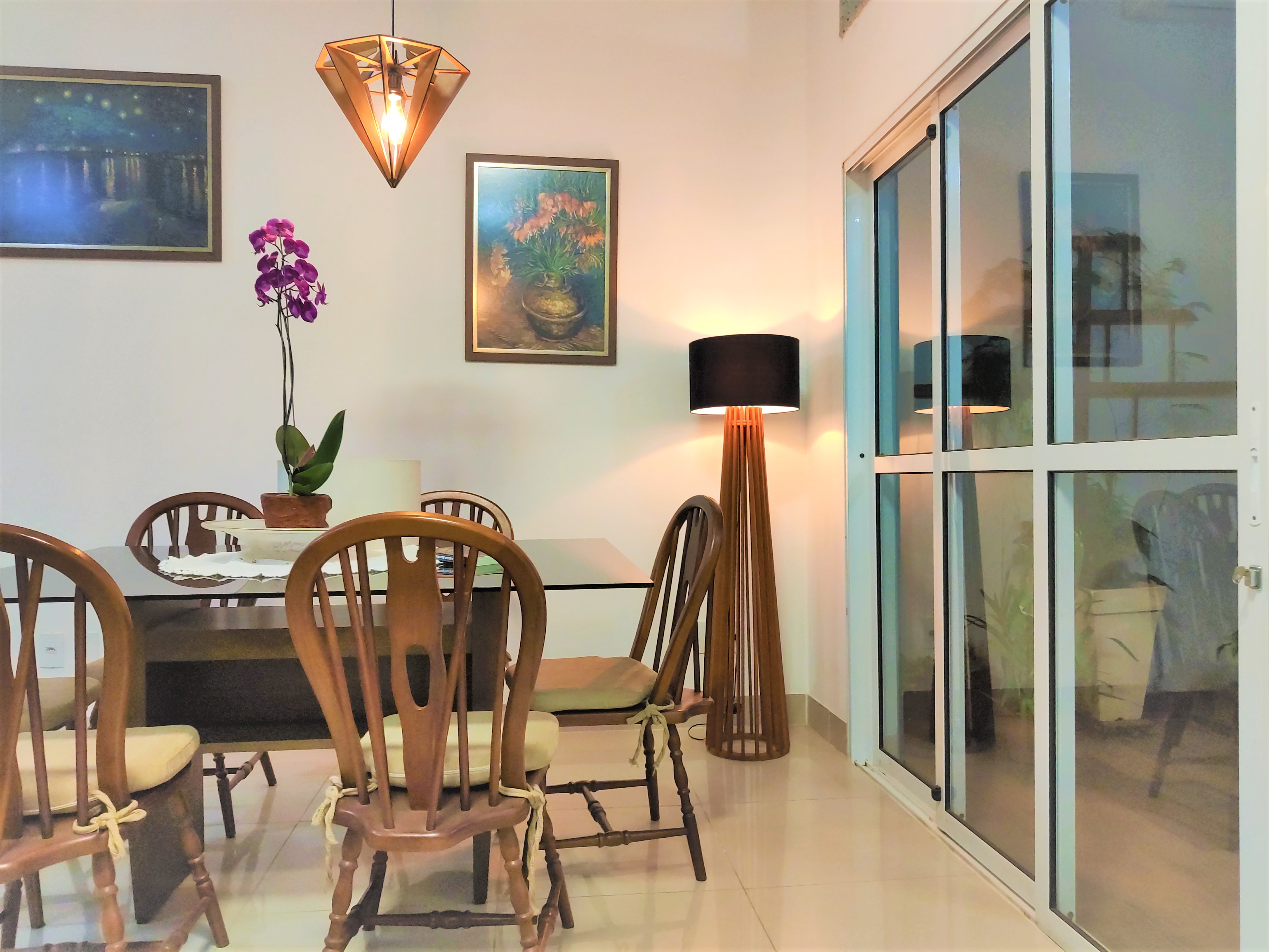 Luminária de Chão, Piso, Ripada Premium Cúpula Tecido Preto