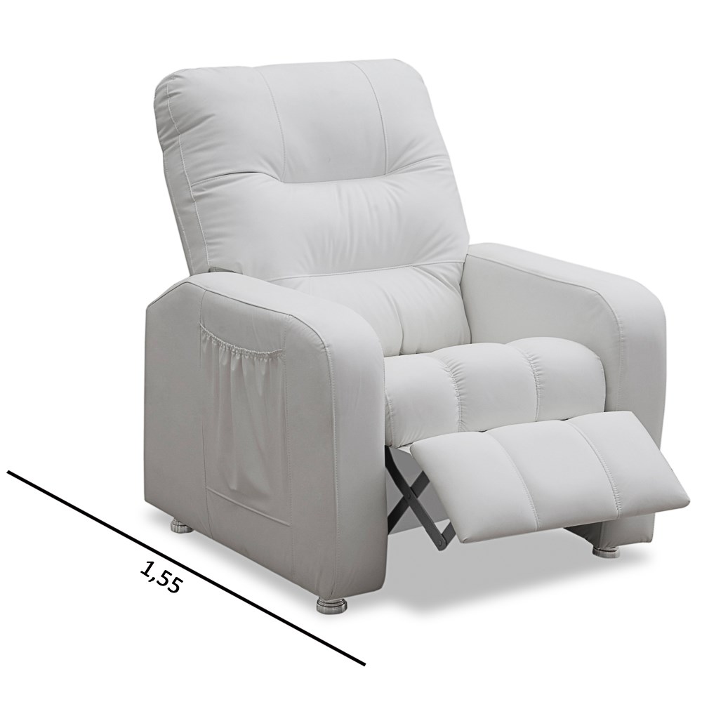 Poltrona do Papai Reclinável Turim Corino Branco - Speciale