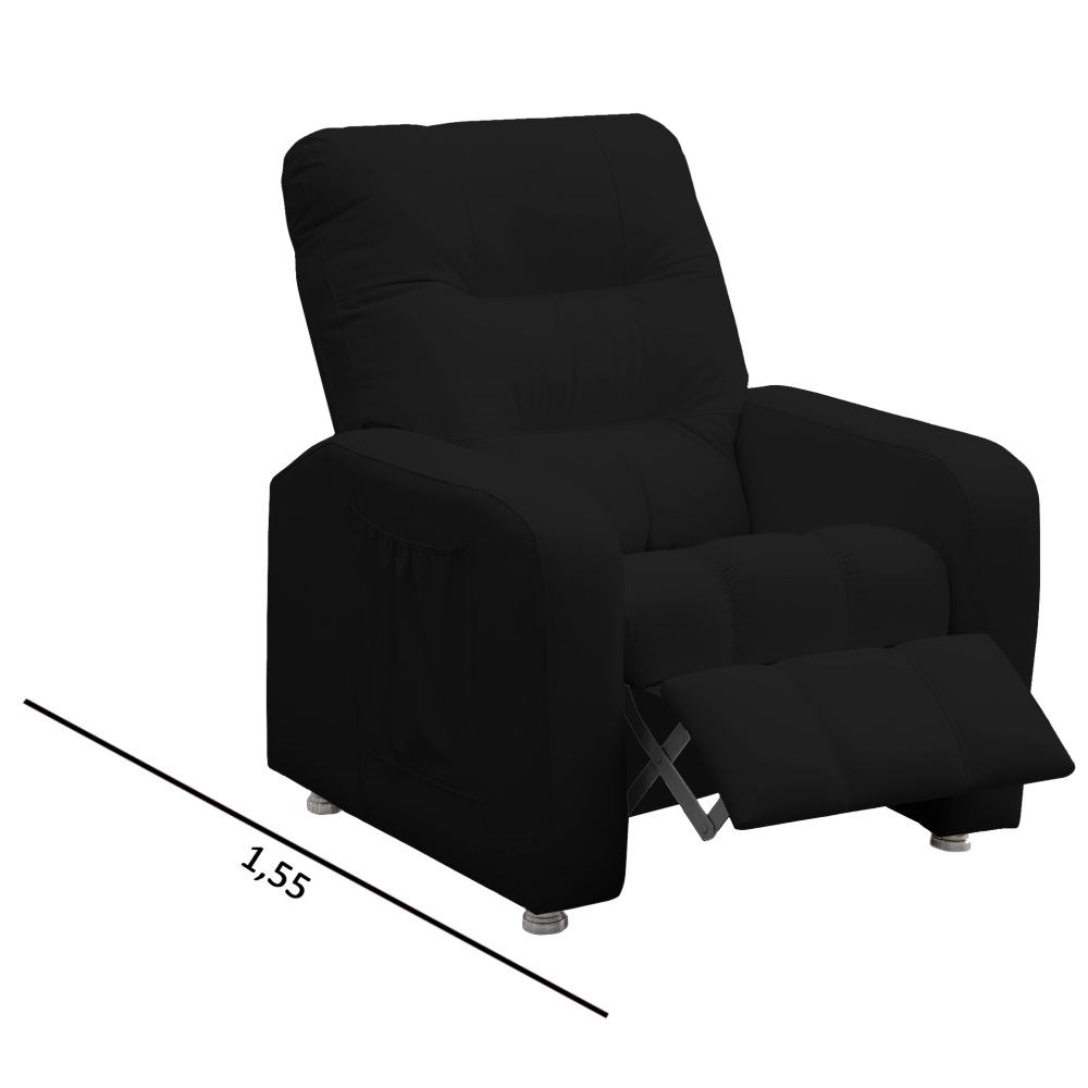 Poltrona do Papai Reclinável Turim Corino Preto - Speciale