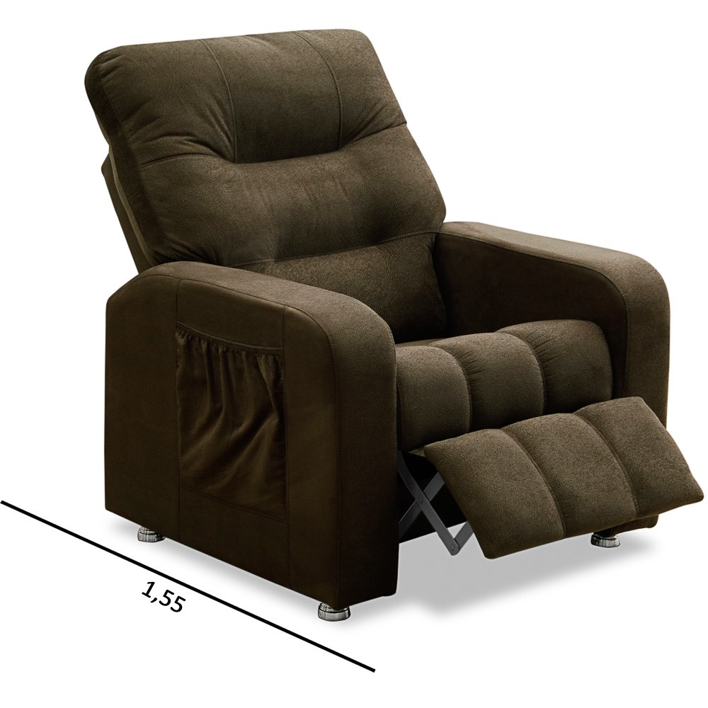 Poltrona do Papai Reclinável Turim Suede Amassado Castor - Speciale