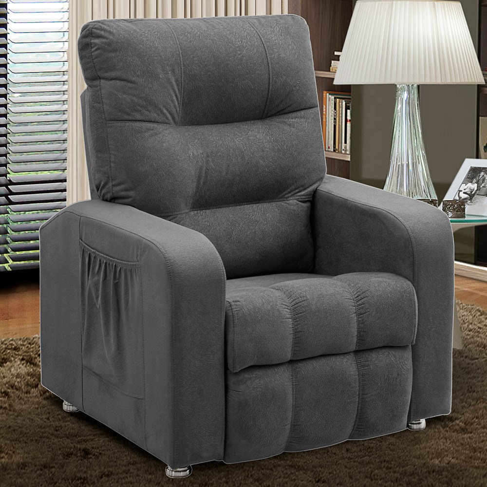 Poltrona do Papai Reclinável Turim Suede Amassado Cinza - Speciale
